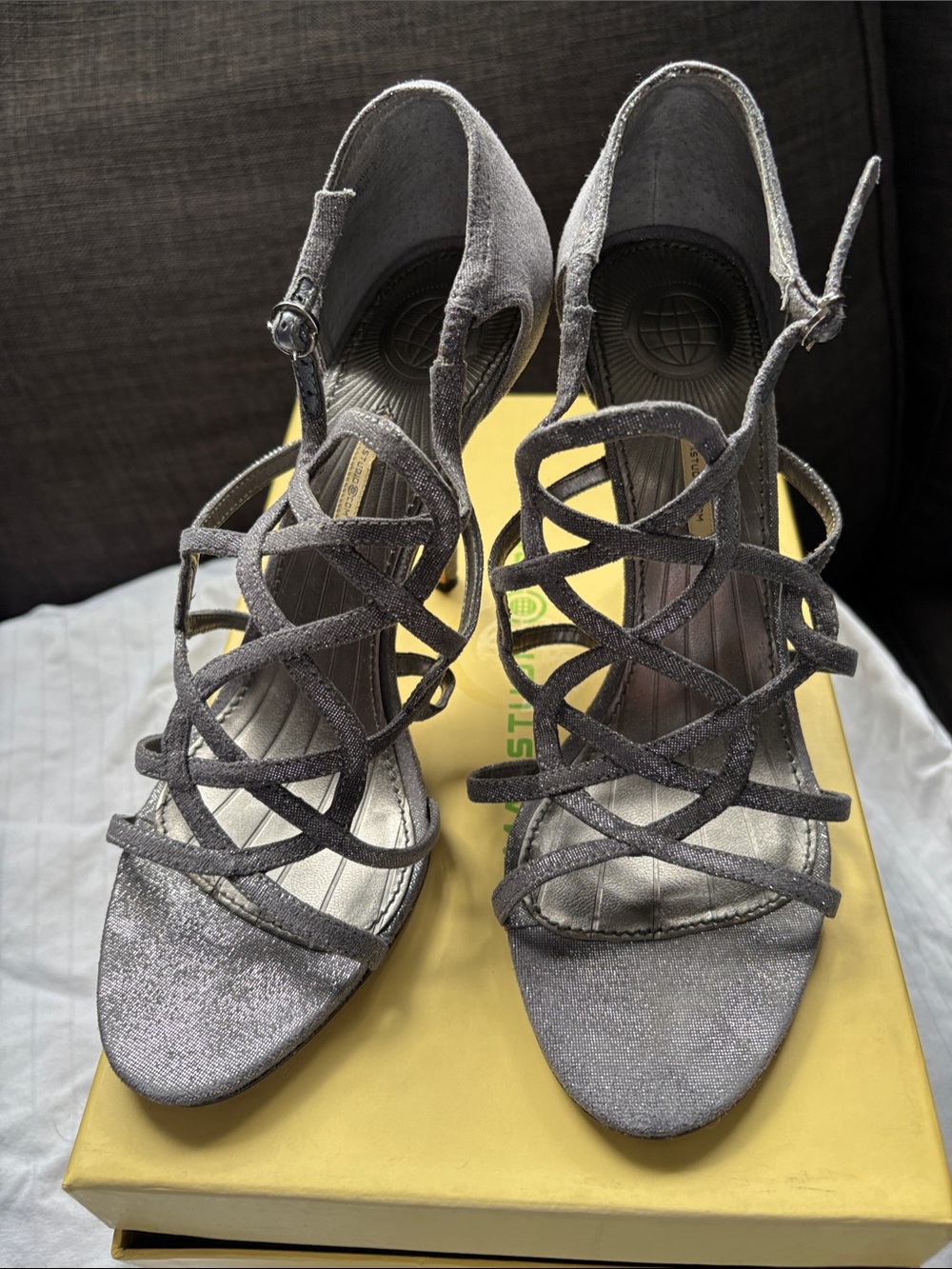 Max Studio Silver Strappy High Heel Sandals